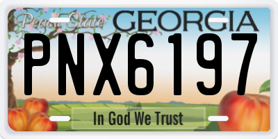 GA license plate PNX6197