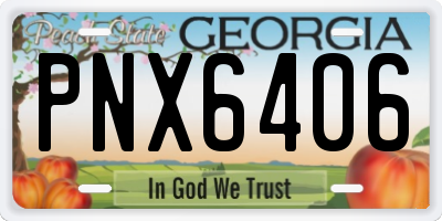 GA license plate PNX6406