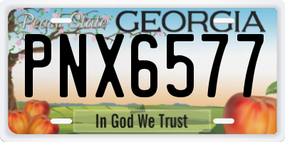 GA license plate PNX6577