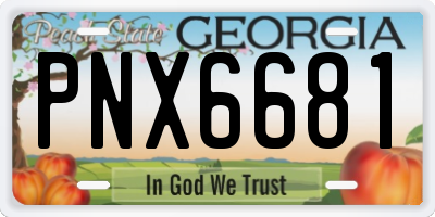 GA license plate PNX6681