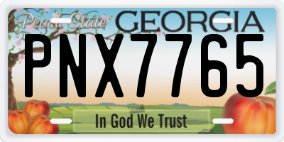GA license plate PNX7765