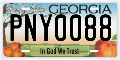 GA license plate PNY0088