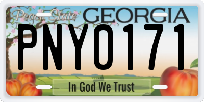 GA license plate PNY0171