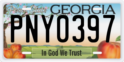 GA license plate PNY0397