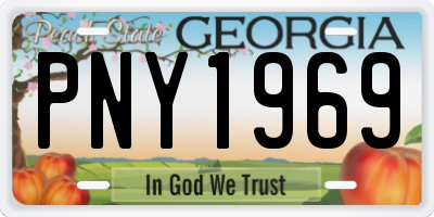 GA license plate PNY1969