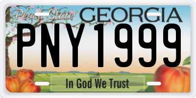 GA license plate PNY1999