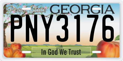 GA license plate PNY3176