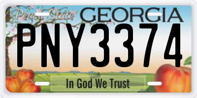 GA license plate PNY3374