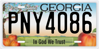 GA license plate PNY4086