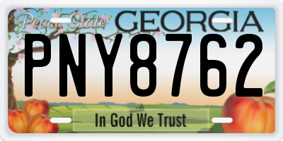 GA license plate PNY8762