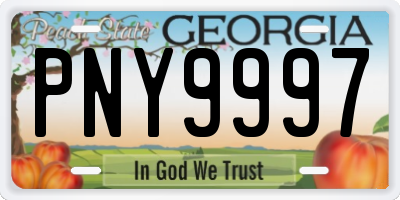 GA license plate PNY9997