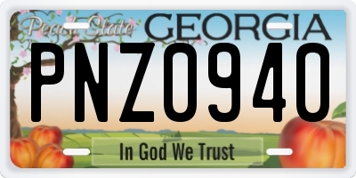 GA license plate PNZ0940