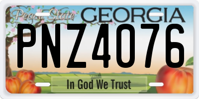 GA license plate PNZ4076