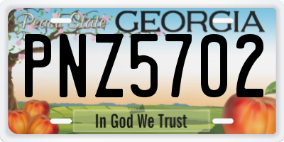 GA license plate PNZ5702