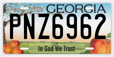 GA license plate PNZ6962
