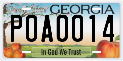 GA license plate POA0014