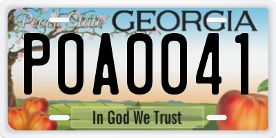 GA license plate POA0041