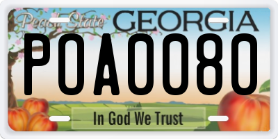 GA license plate POA0080