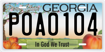 GA license plate POA0104