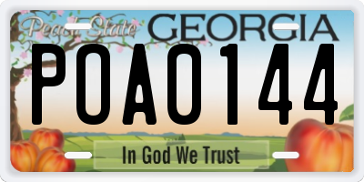 GA license plate POA0144