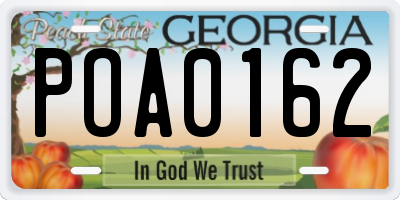 GA license plate POA0162