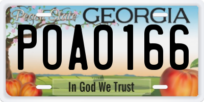 GA license plate POA0166