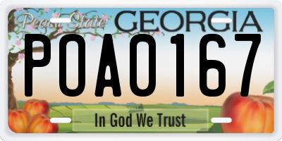 GA license plate POA0167