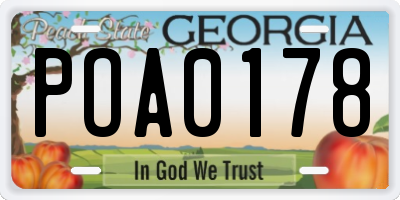 GA license plate POA0178