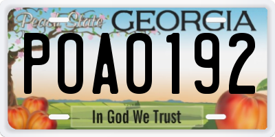GA license plate POA0192
