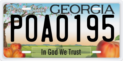 GA license plate POA0195