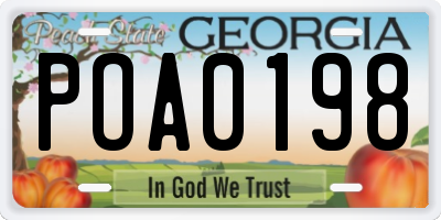 GA license plate POA0198
