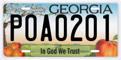 GA license plate POA0201