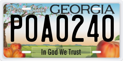 GA license plate POA0240