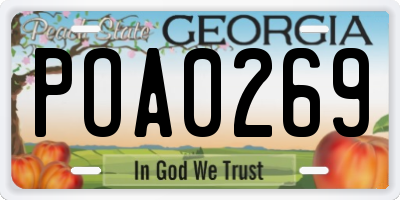 GA license plate POA0269