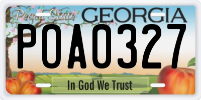 GA license plate POA0327