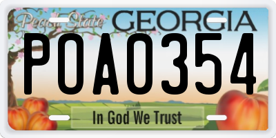 GA license plate POA0354