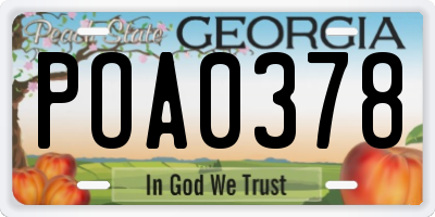 GA license plate POA0378