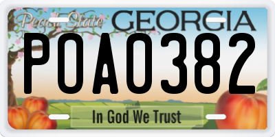 GA license plate POA0382