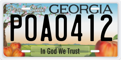 GA license plate POA0412
