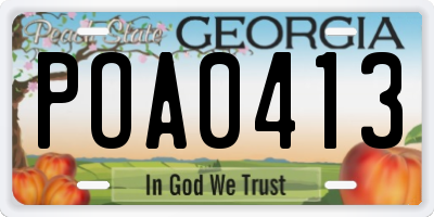 GA license plate POA0413