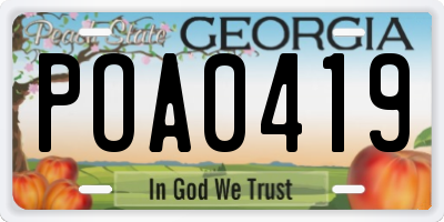 GA license plate POA0419