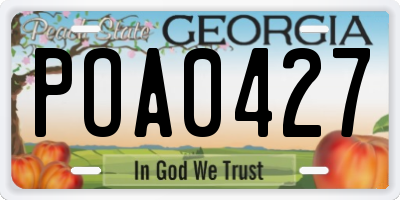 GA license plate POA0427