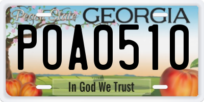 GA license plate POA0510