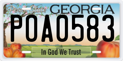 GA license plate POA0583