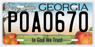 GA license plate POA0670