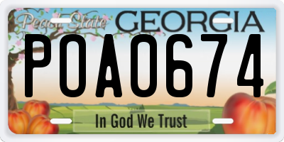 GA license plate POA0674