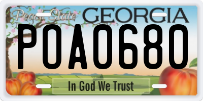 GA license plate POA0680