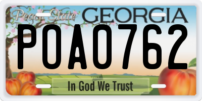 GA license plate POA0762