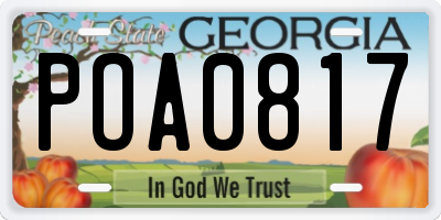 GA license plate POA0817