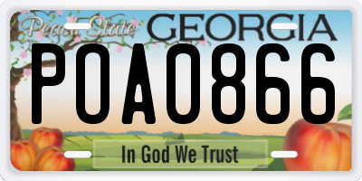 GA license plate POA0866